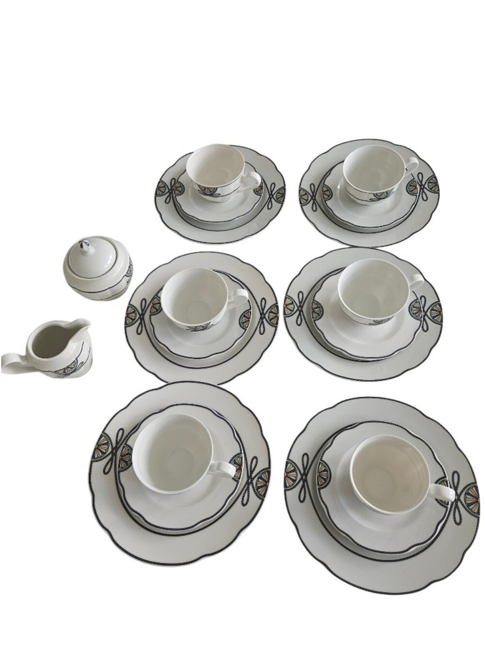 Rosenthal Grece Pearl China Society  Dinnerware Set Of 6 Saucers Creamer Sugar - Picture 3 of 11
